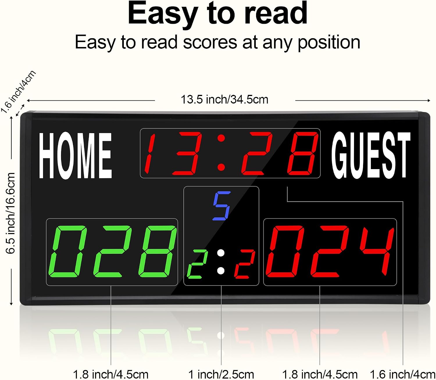 LED Electronic Scoreboard Digital Score Keeper with Remote/Timer/Shot Clock | Basketball Scoreboard with 40-Foot