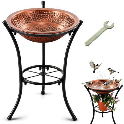Metal Bird Bath for Outside with 17" Stand, 13" Removable Bowl