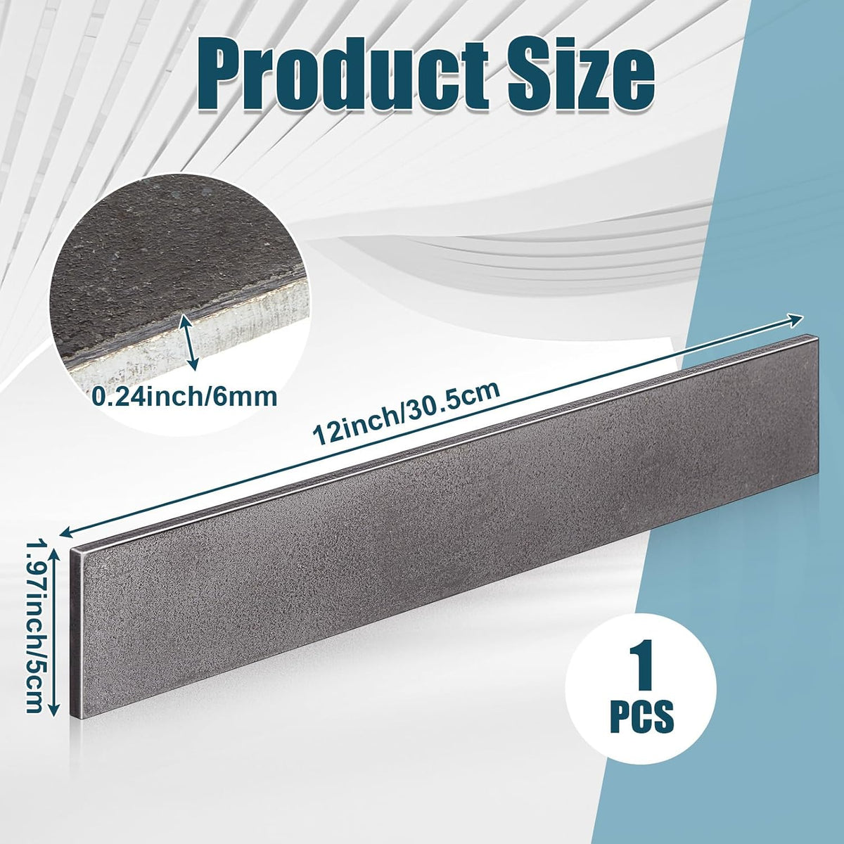 1 Pcs 2 x 1/4 x 12 Inch Steel Flat Bar Metal Hot Rolled Steel Plate | 6mm x 50mm x 305mm Flat Plate Solid Plain Metal