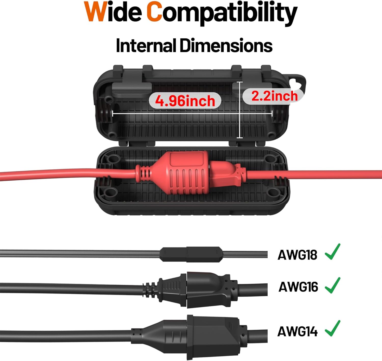 Extension Cord Cover Outdoor, Cord Connector Protector IP54 Water-Resistant, Indoor Electrical Safety Box for Plug