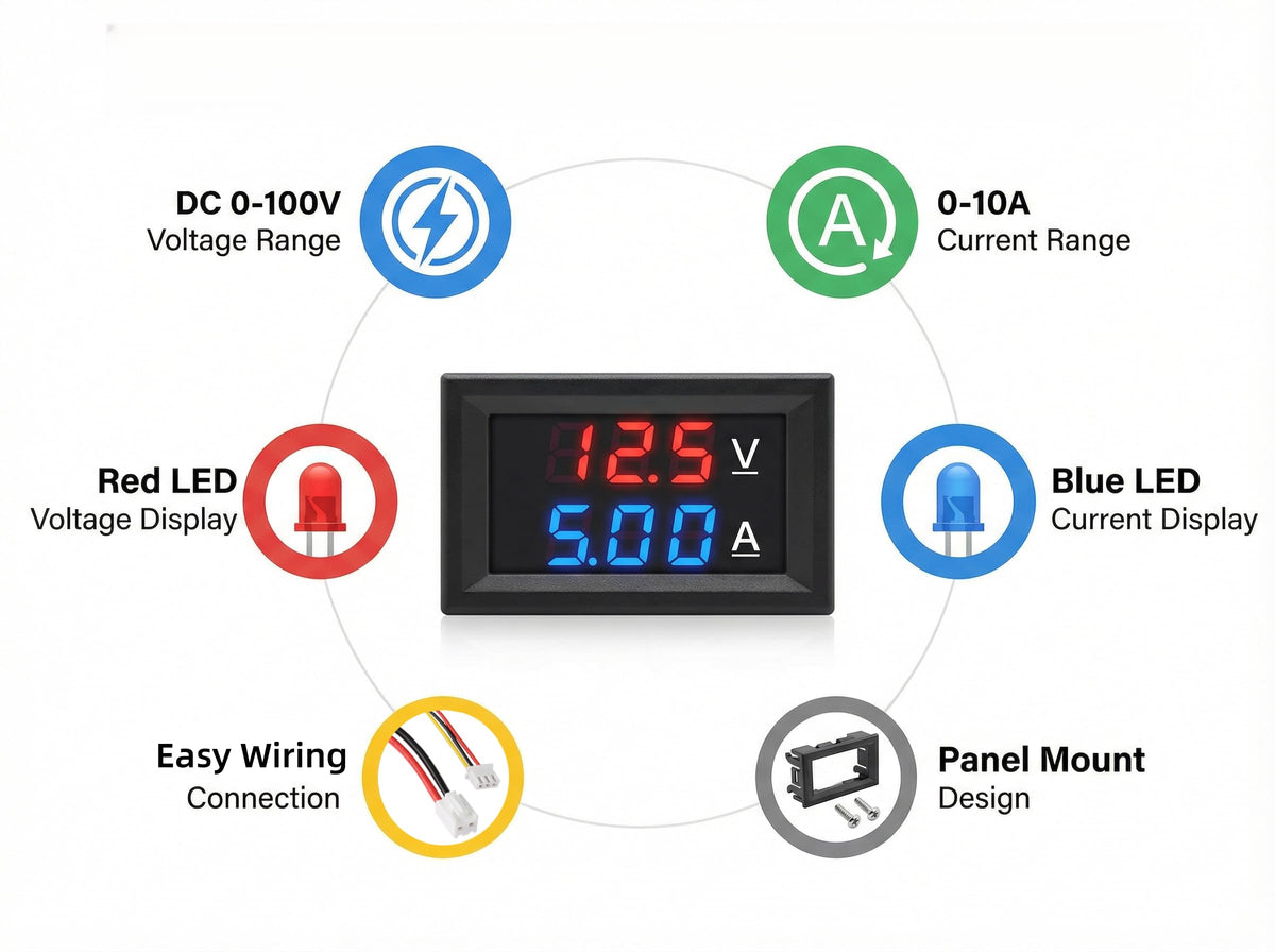 WOWOONE 2Pack Mini 0.28in Digital Voltmeter Ammeter, DC 0‑100V 10A
