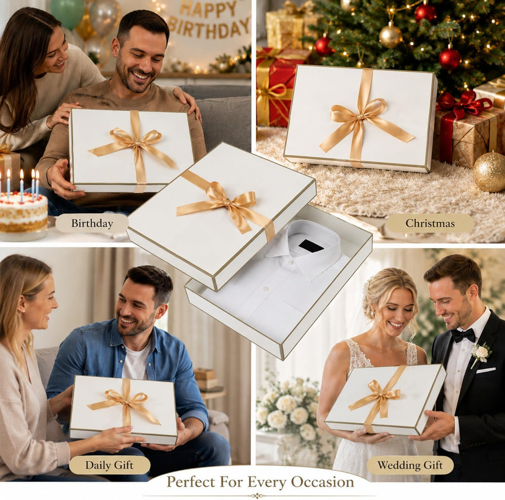 White Gift Boxes with Lids, Shirt Boxes for Gifts, 12 Pack