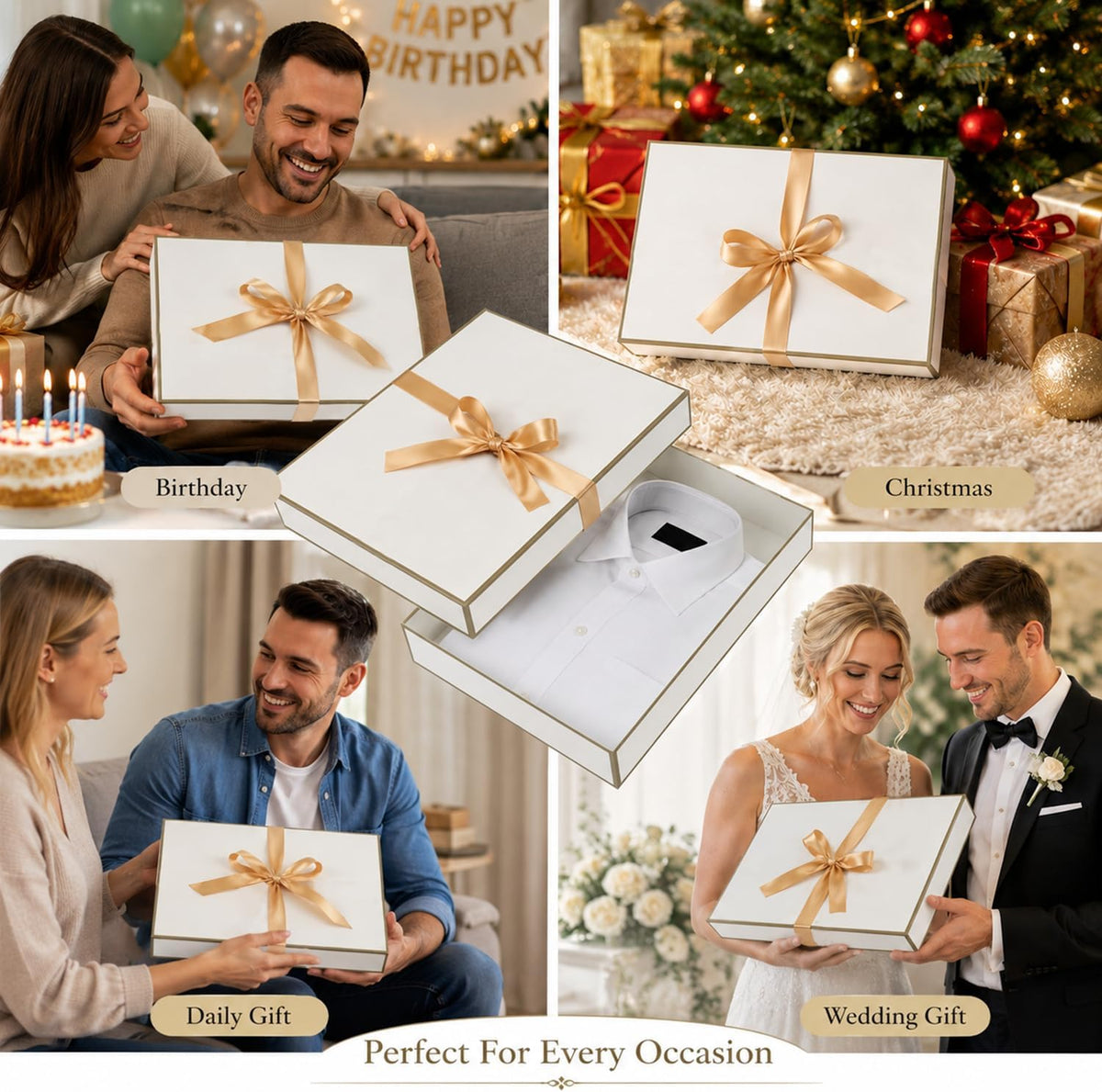 White Gift Boxes with Lids, Shirt Boxes for Gifts, 12 Pack