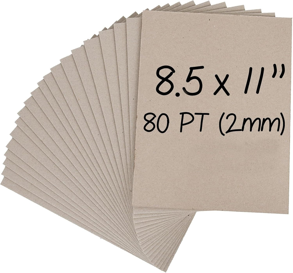 Heavy-Duty Chipboard Sheets 8.5 x 11 in, 80 PT (2mm) Thick, Acid Free