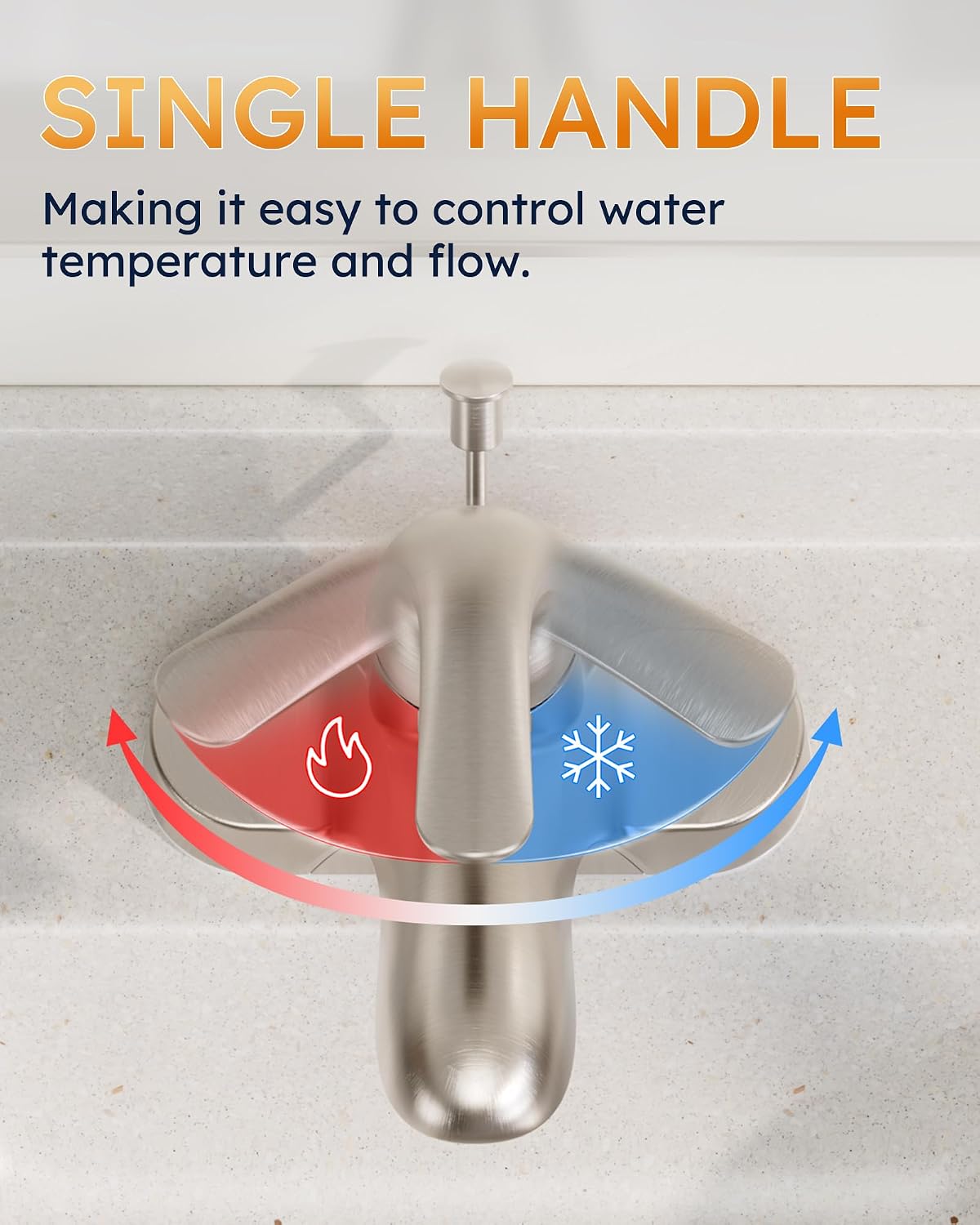 Bathroom Faucet 1 Handle Low Arc Single Handle 4 inch Centerset Bathroom Sink Faucet with Pop Up Drain Assembly Basin