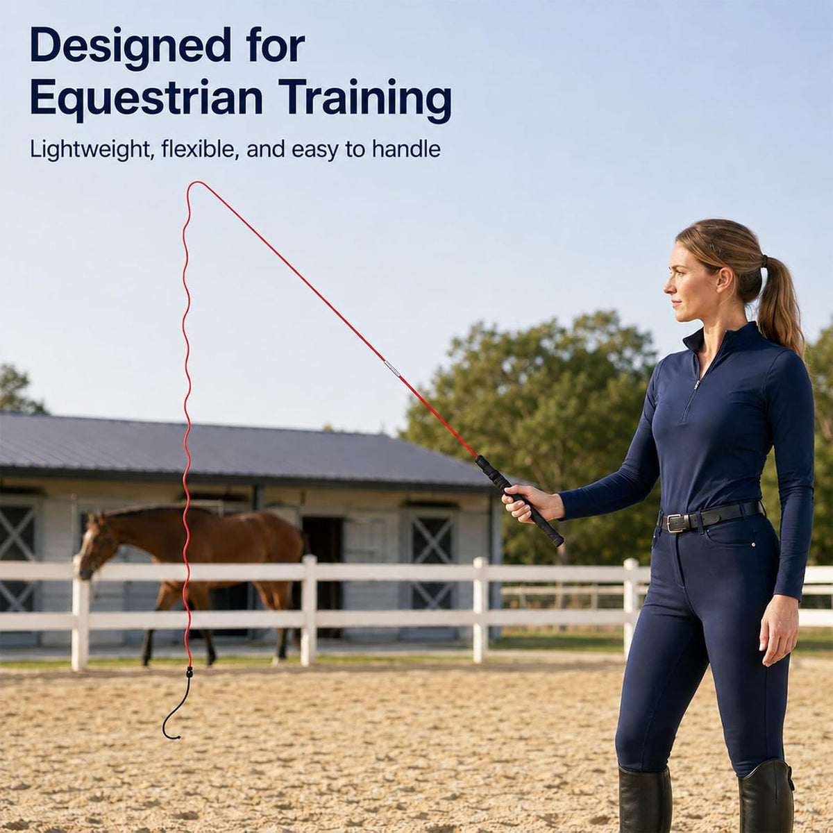 Horse Lunge Whip for Training,5.9 Feet Long Stick with 6.3 Feet Drop, Detachable in 2 Sections – Equestrian Riding &