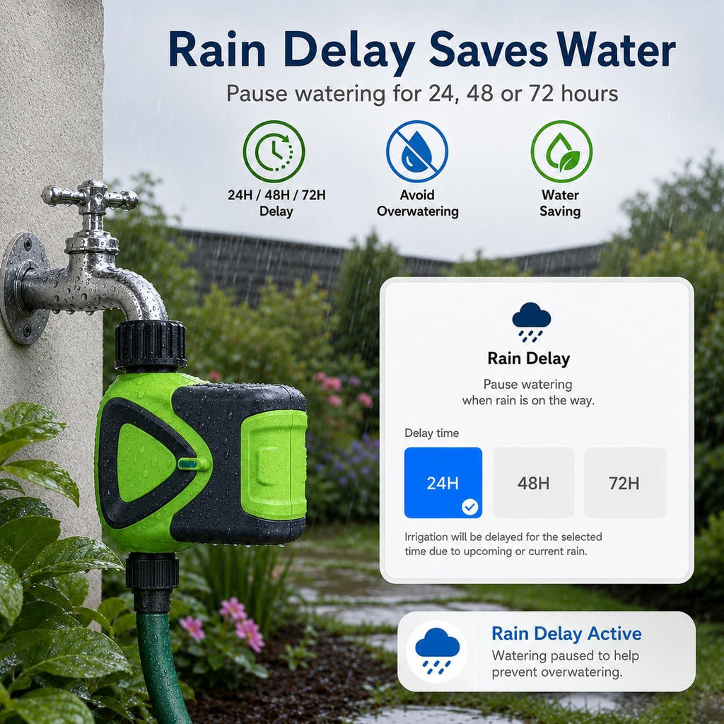 Smart WiFi Hose Timer No Hub Required, App-Controlled Sprinkler Timer for Garden Hose, Automatic Watering Timer for