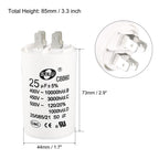 uxcell CBB60 Run Capacitor 25uF AC Double Insert Cylinder 73x44mm White