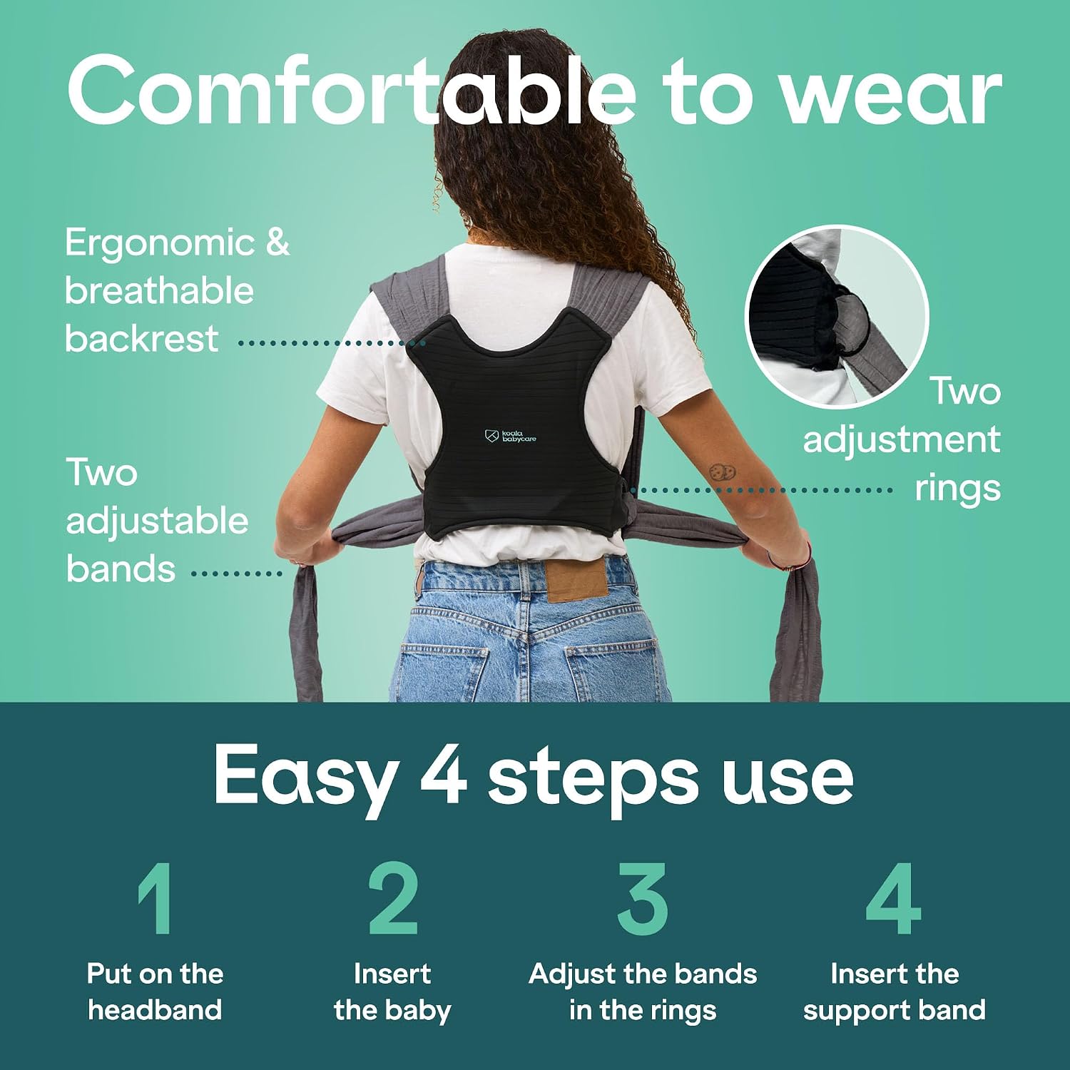 Baby Carrier Wrap, Easy to Wear As a T-Shirt - Original Baby Carrier Newborn to Toddler - Sling One Size Fits All