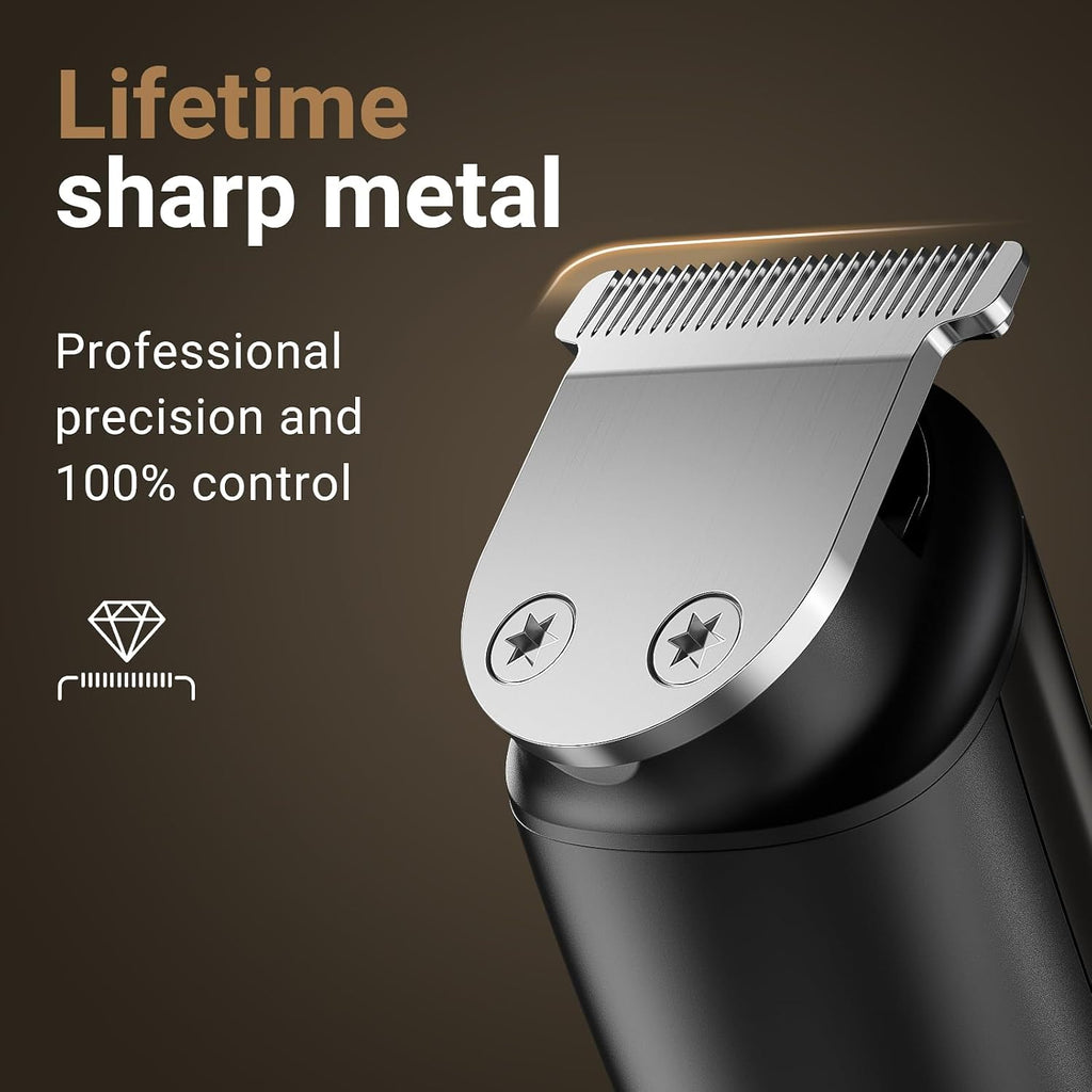 Rechargeable Beard Trimmer for Men: 𝟏𝟐-in-1 Grooming Kit | 𝐏𝐫𝐨fessional Barber Hair Clippers with 6 Detachable Heads