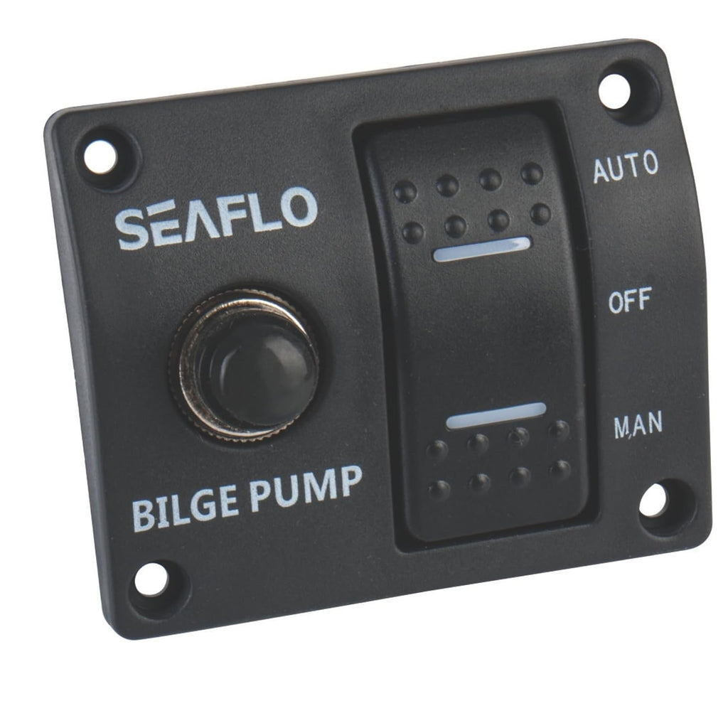 SEAFLO 3-Way Bilge Pump Switch Panel (Automatic-Off-Manual) 12v 24v w/Built-in 15A Circuit Breaker