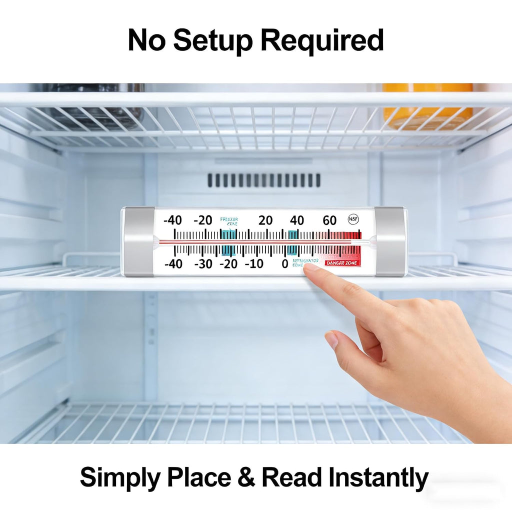 Refrigerator Freezer Thermometer 3 Pack, Easy Read Dial Fridge Thermometer with Hook & Stand, Waterproof for