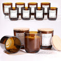 12PCS 8oz Amber Glass Candle Jars with Lids - Premium Candle Making Kit, Airtight Candle Vessels with Lids for