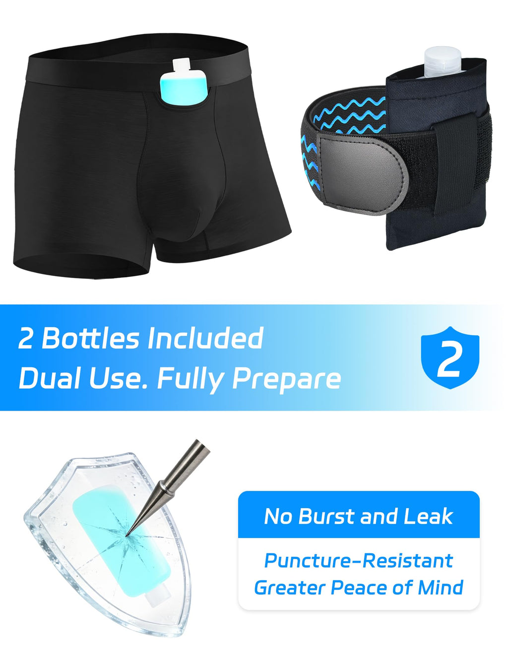 Urine Test Complete Kit - Thinner 3.5oz Empty Bottle, HDPE Sample Vials, Hi-Stretch Leg Strap, Thermometer Stickers