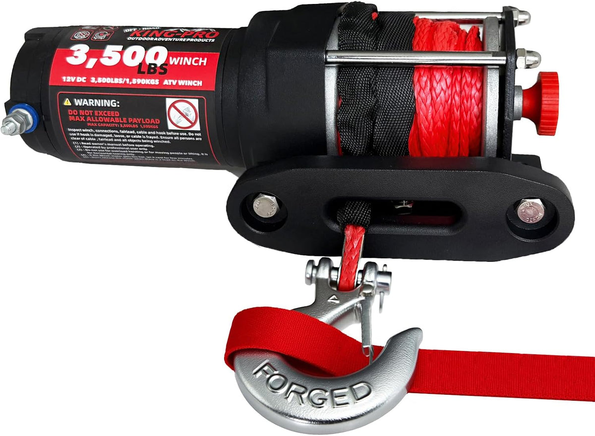 3500 lb ATV UTV Recovery Winch, 12V Electric Winch Kit with 1/4"×33' Synthetic Rope Wired Remote and Wireless