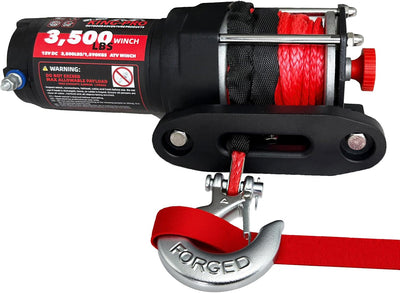 3500 lb ATV UTV Recovery Winch, 12V Electric Winch Kit with 1/4"×33' Synthetic Rope Wired Remote and Wireless
