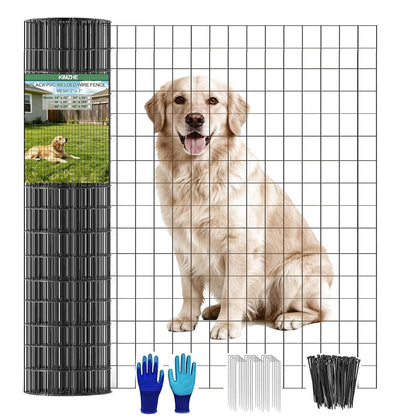 Welded Wire Fence 48inch x 50ft, 2inch x 3inch Black Chicken Wire Fencing, 16Gauge PVC Coated Garden Wire Fence