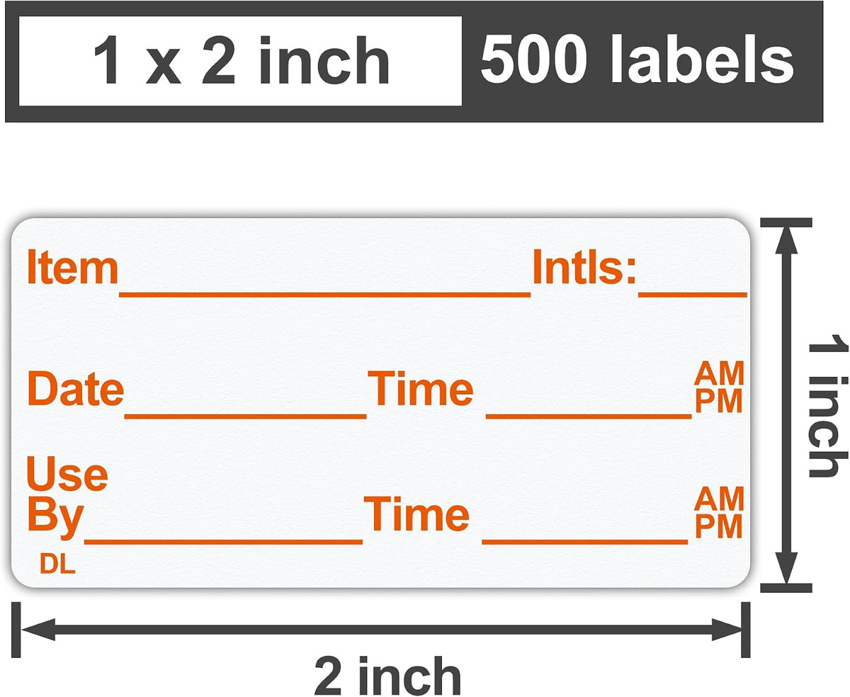 500 Stickers 1 x 2 Inch Use by Dissolvable Labels Red