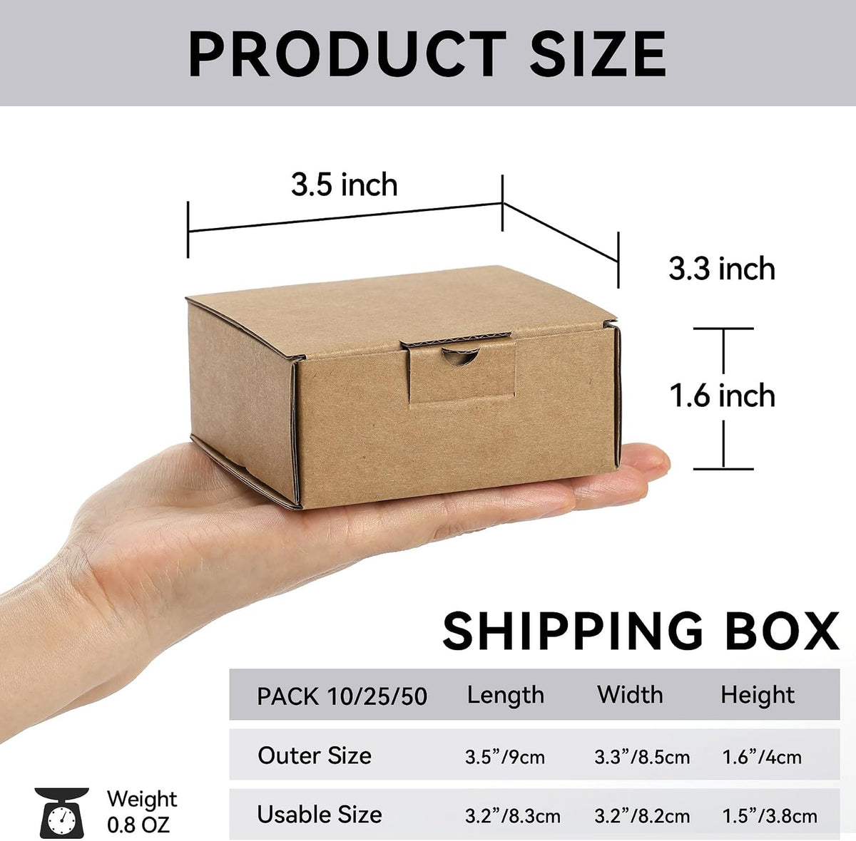 3.5x3.3x1.6 Brown Shipping Boxes 10 Pack for Mailing Storing Gift Packaging
