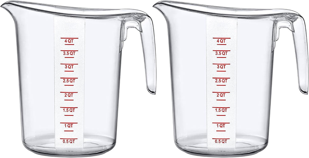 Melissa - 128-Ounce Plastic Measuring Pitcher (2-Pack), 16-Cup (4-Quart) Food-Grade Measuring Jug, Unbreakable