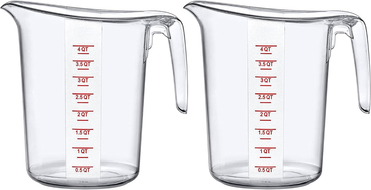 Melissa - 128-Ounce Plastic Measuring Pitcher (2-Pack), 16-Cup (4-Quart) Food-Grade Measuring Jug, Unbreakable