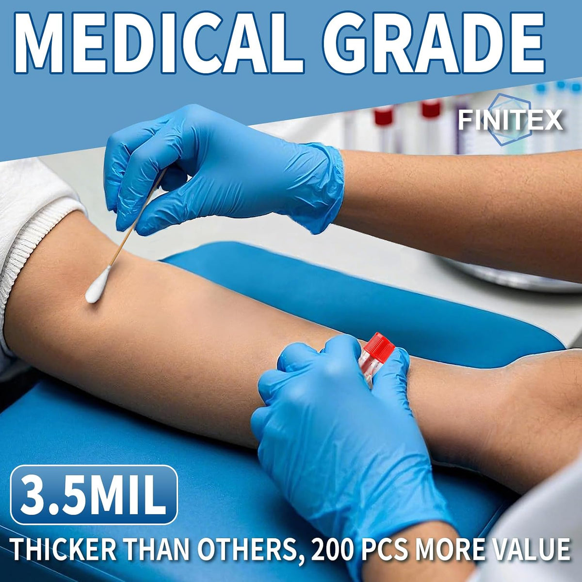 Blue Disposable Nitrile Exam Gloves 200PCS/BOX 3.5mil Food