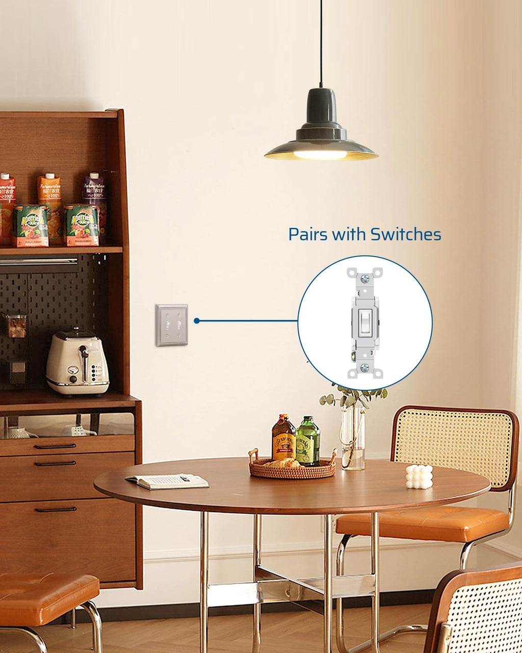 DEWENWILS Double Toggle Wallplates, Brushed Nickel Light Switch Covers