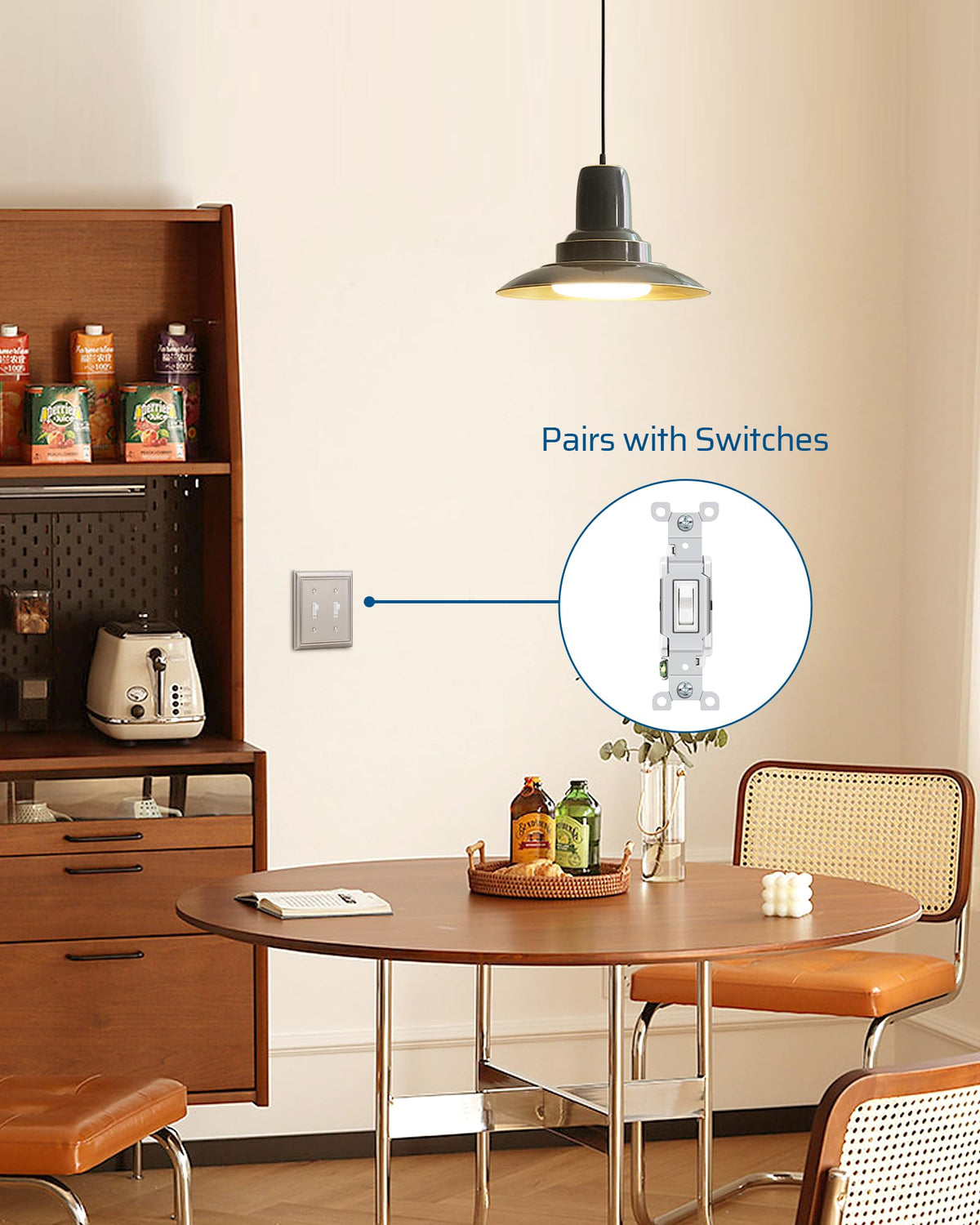 DEWENWILS Double Toggle Wallplates, Brushed Nickel Light Switch Covers