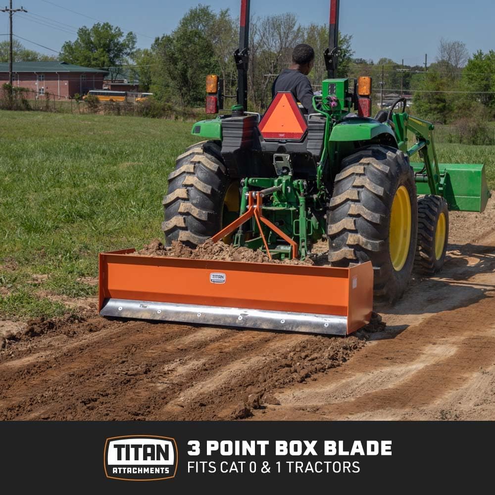 Titan 4' - 7' Box Blade Tractor Attachment Category 1 Cat 0 Scarifier Shank