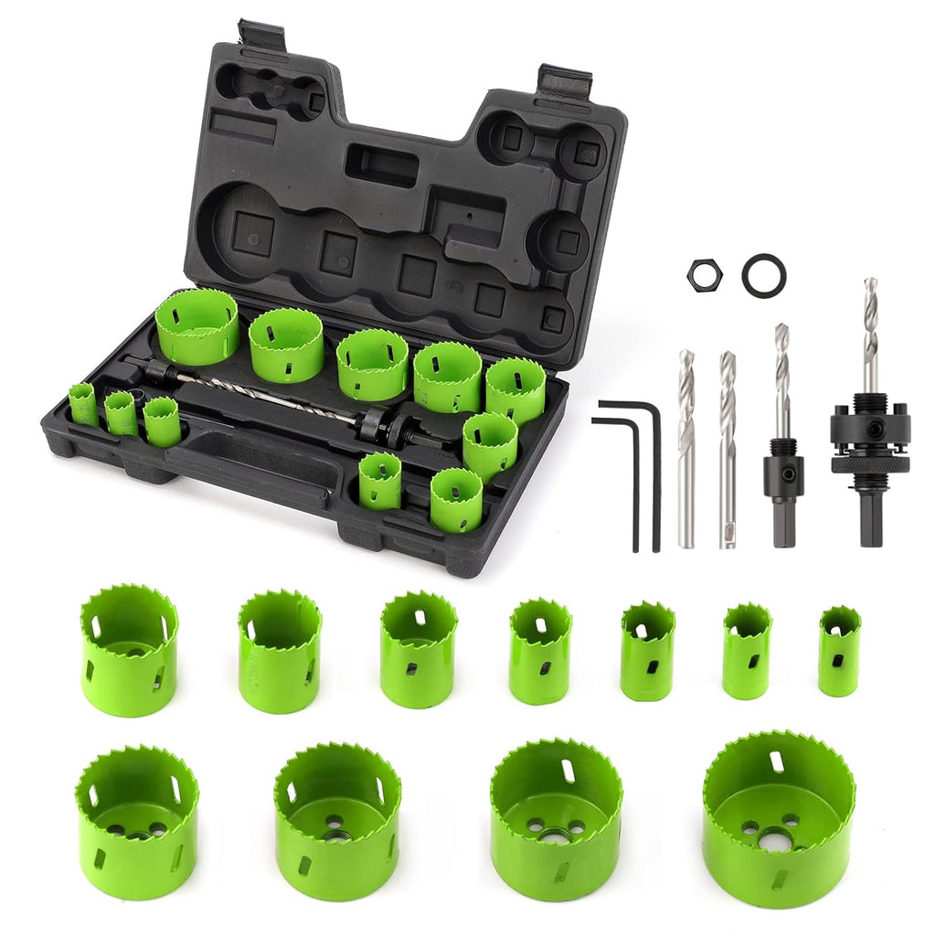 Hole Saw Kit, 18-Piece Hole Saw Set, M42 Bi-Metal for Metal