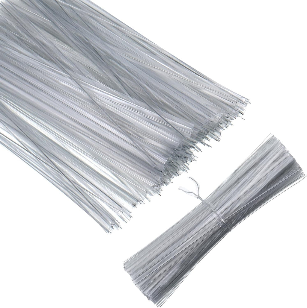 1000 Pcs Clear Twist Ties, 4 Inch Metal Wire Twists Tie Reusable Plastic Twist Ties for Plastic Bags Bread Coffee