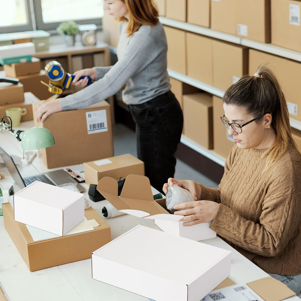 18 Pack Small Shipping Boxes Assorted Sizes, 6x4x3, 12x9x3, 13x10x2-6 PCS Each Small Boxes, White Corrugated Box