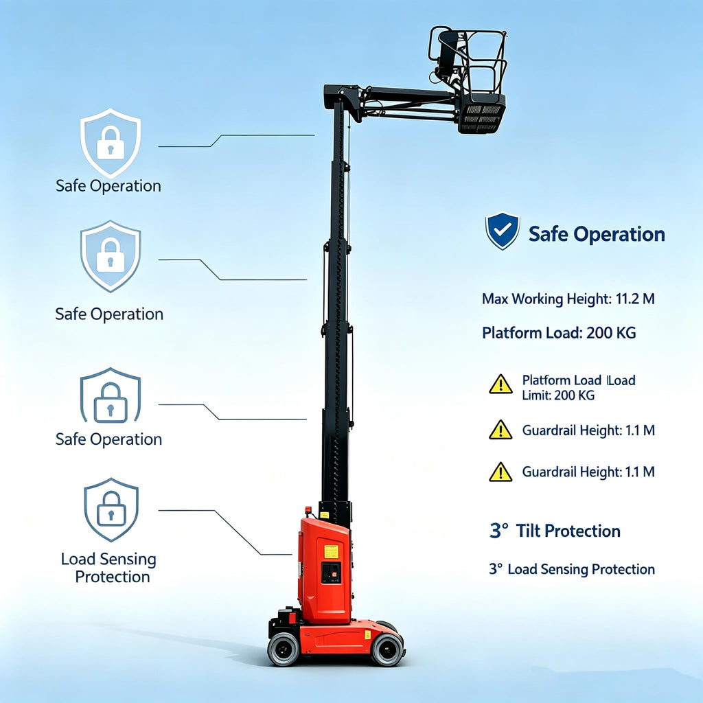 Electric Self-Propelled Vertical Mast Lift, 29.5ft Platform Height, 36ft Max Working Height, Compact Aerial Work