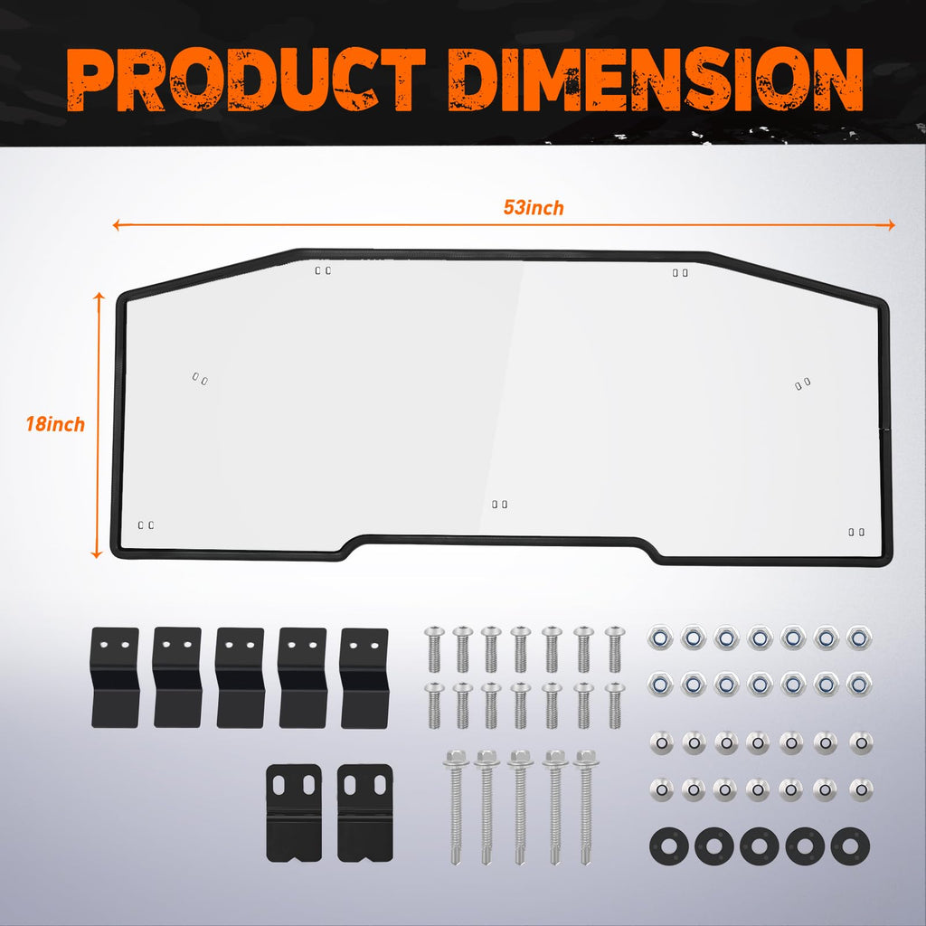Nilight UTV Rear Window for Can-Am Defender Clear Polycarbonate
