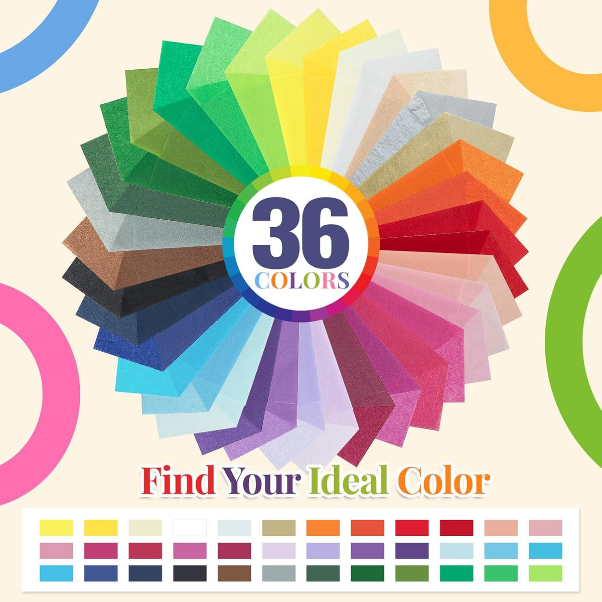 800 Sheets Bulk Tissue Paper for Crafts, 36 Colors, 11.5X 8 Inches
