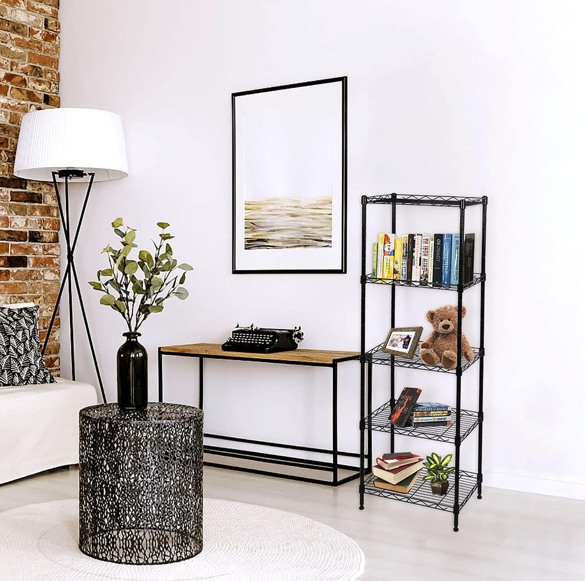 5-Tier Wire Shelving Adjustable Shelves Unit Metal Storage Rack for Laundry Bathroom Kitchen Pantry Closet