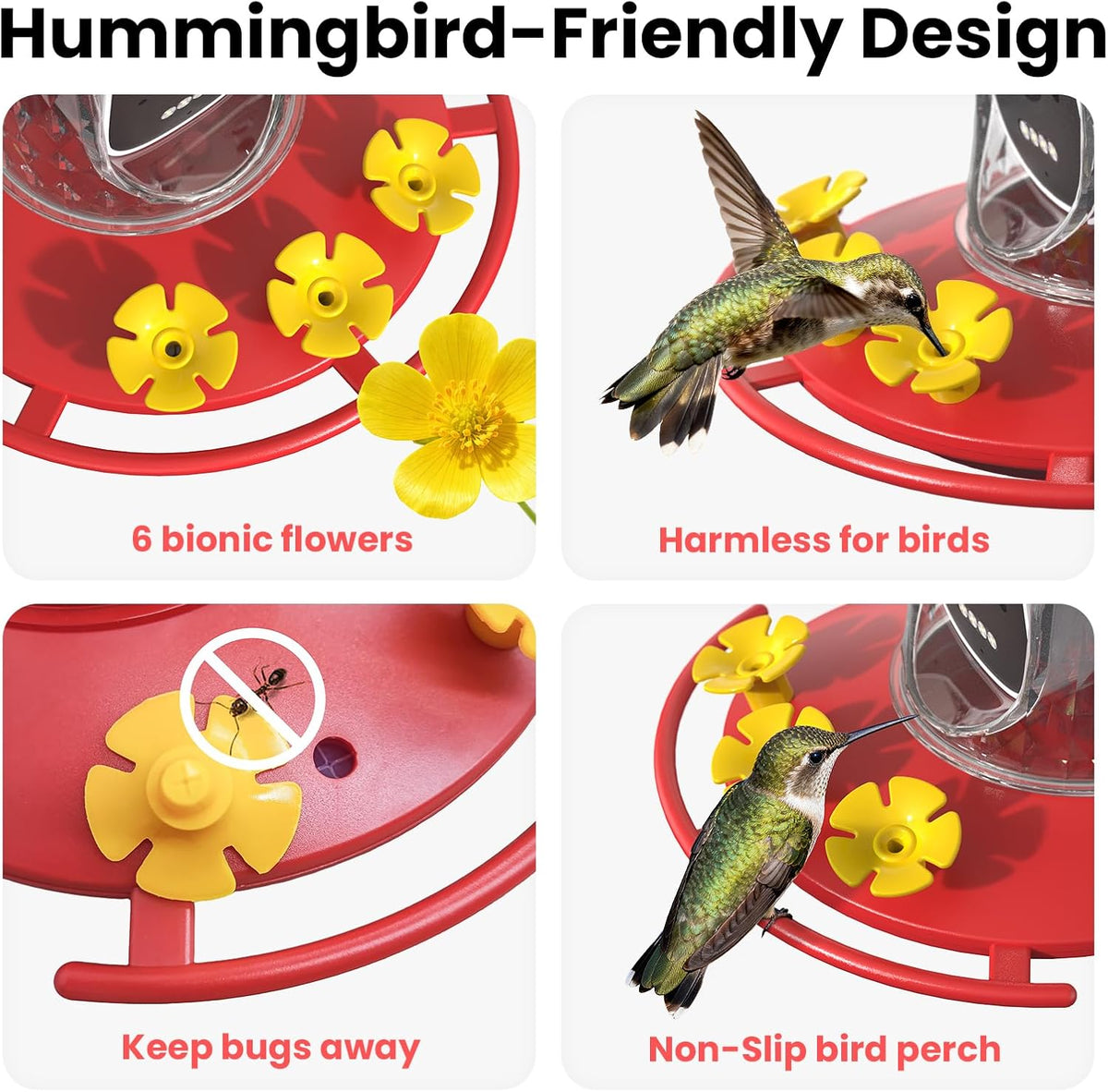 Smart Hummingbird Feeder with Camera (Red)