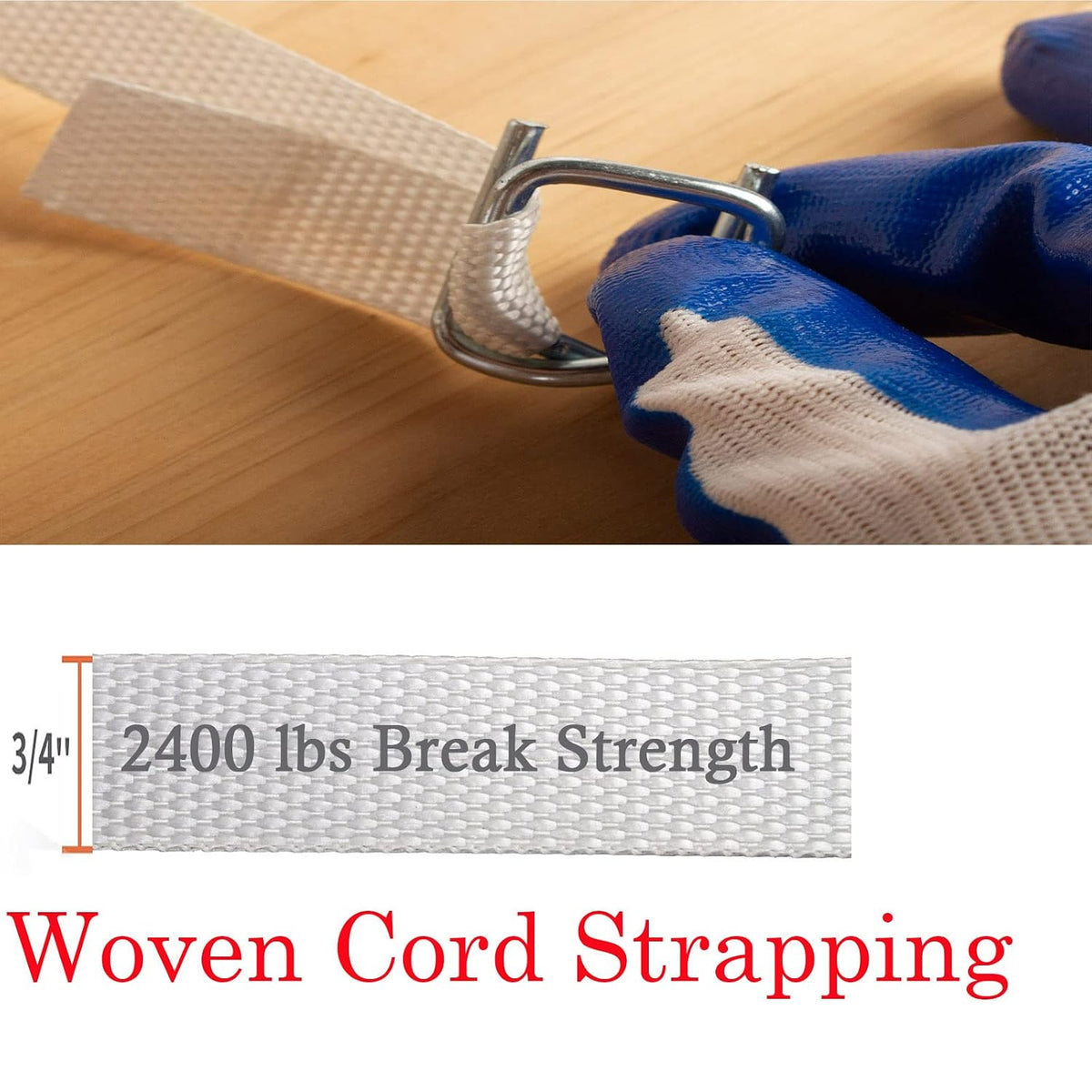 Woven Cord Strapping Roll 3/4" x 330', 2400 lbs Break Strength
