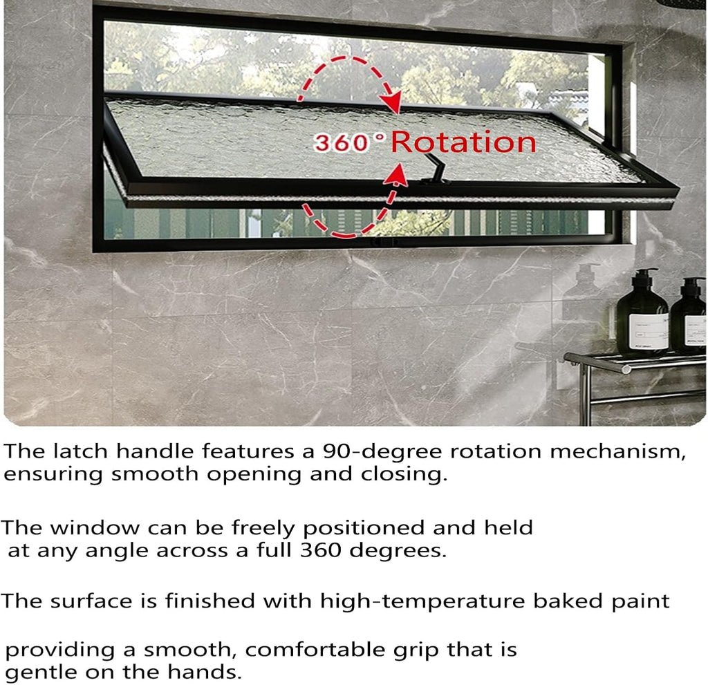 Aluminum Alloy Frame Hopper Window,Bathroom Window, 360Rotation Energy Efficient Replacement Window for Garage