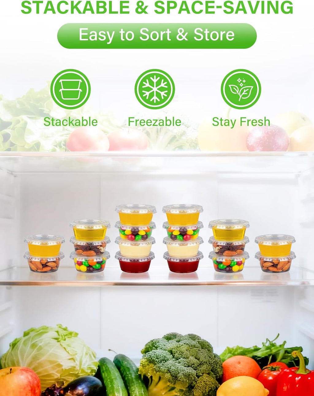 200 Sets 2 oz Portion Cups with Lids, Condiment Cups | BPA-free plastic cups with secure lids, ideal for sauces