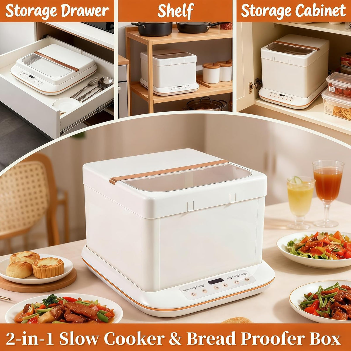 Folding Proofer & Slow Cooker, Collapsible Dough Fermentation Box