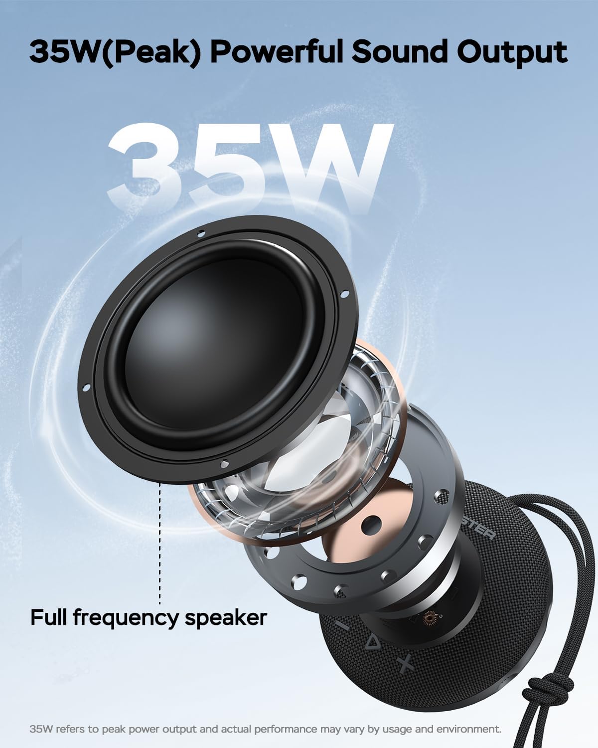 35W (peak) Monster Bluetooth Speaker, IPX8 Shower Speaker Waterproof, Bluetooth 5.4 with Loud HD Sound and Robust