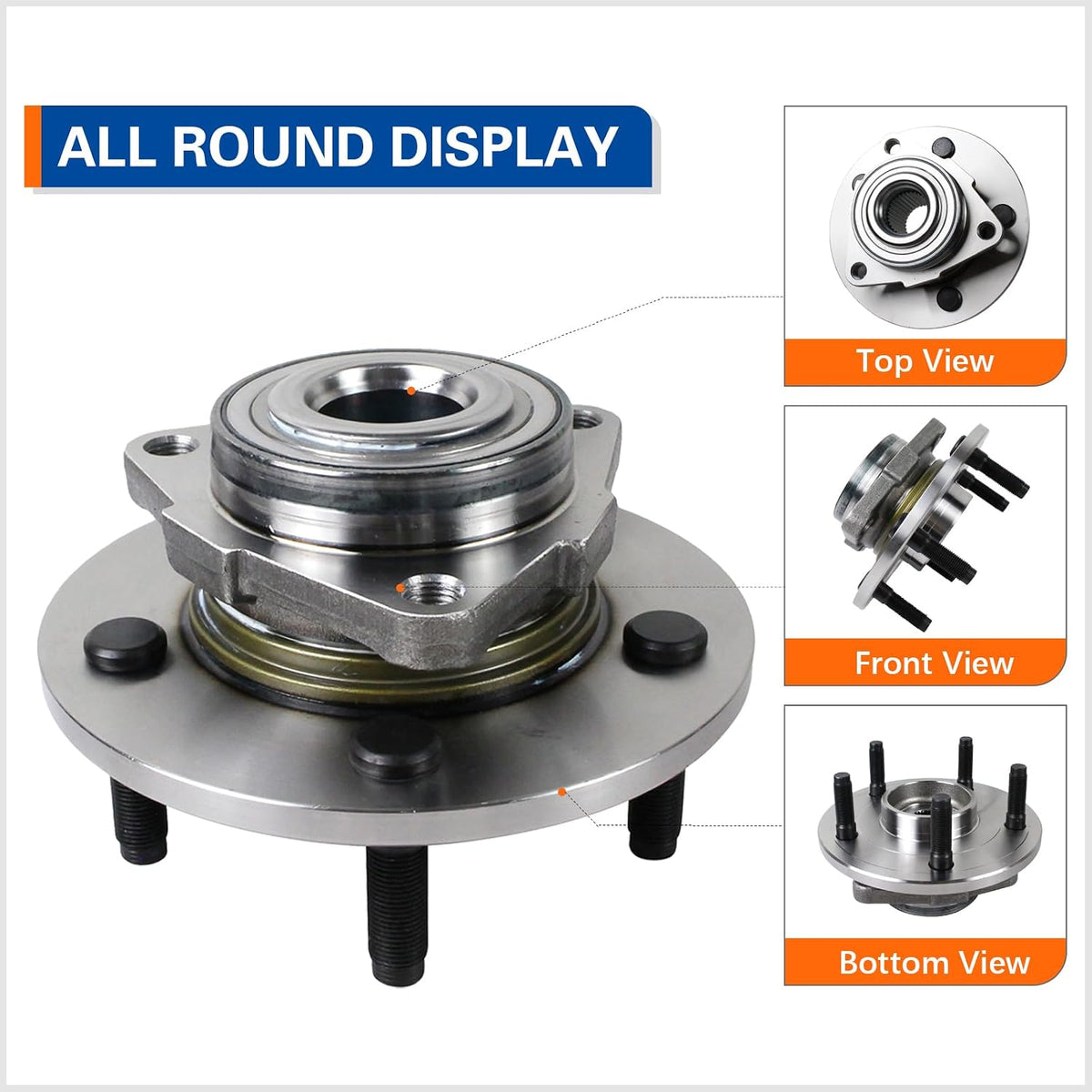 PAROD 515072 Front Wheel Hub & Bearing Assembly Compatible with 2002-2008 Dodge Ram 1500 5Lugs Non-ABS