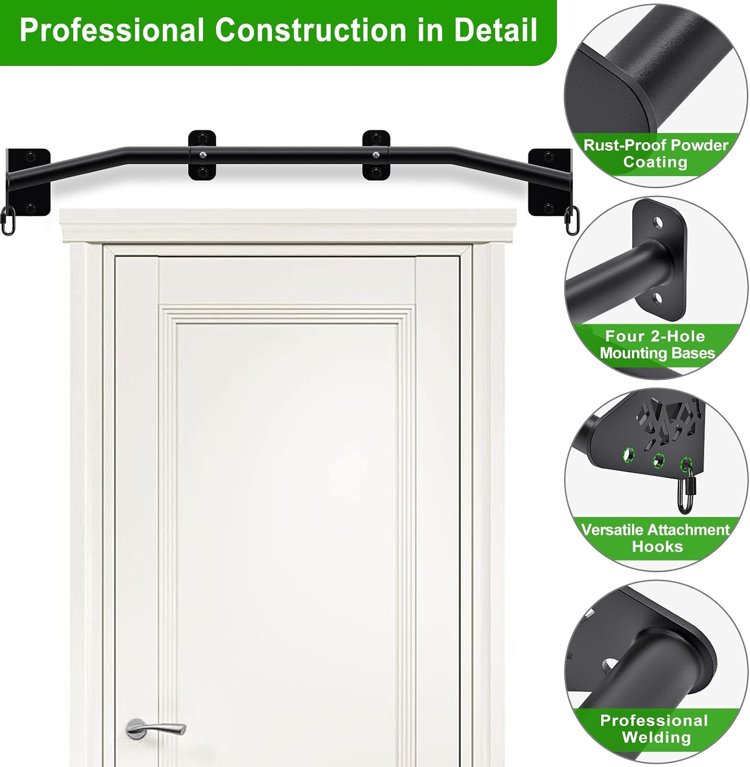 32"/36" Wall Mount Pull Up Bar Joist Mount Chin Up Bar for Doorway | Heavy Duty Steel Construction Support 450 lb