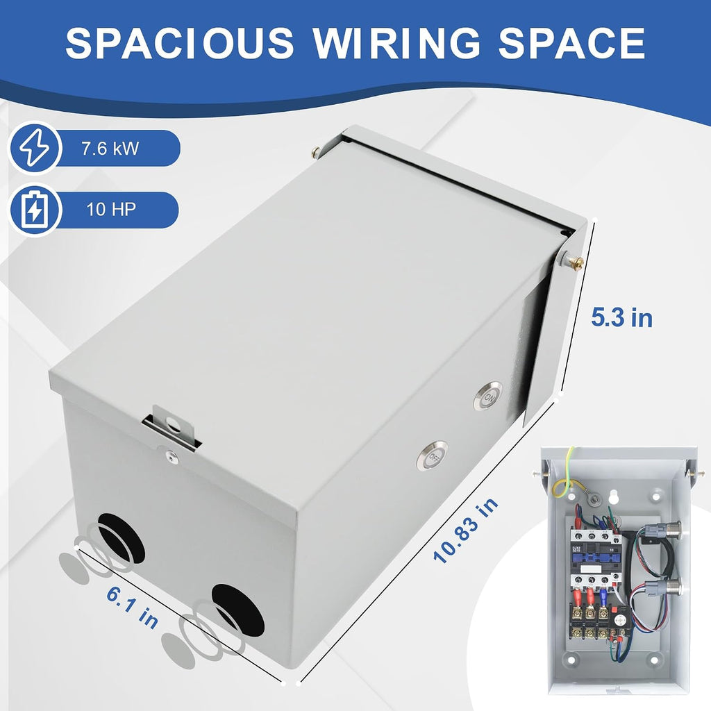 10 Hp 1-Phase Magnetic Motor Starter, 220-240 Volt 20-32 Amp