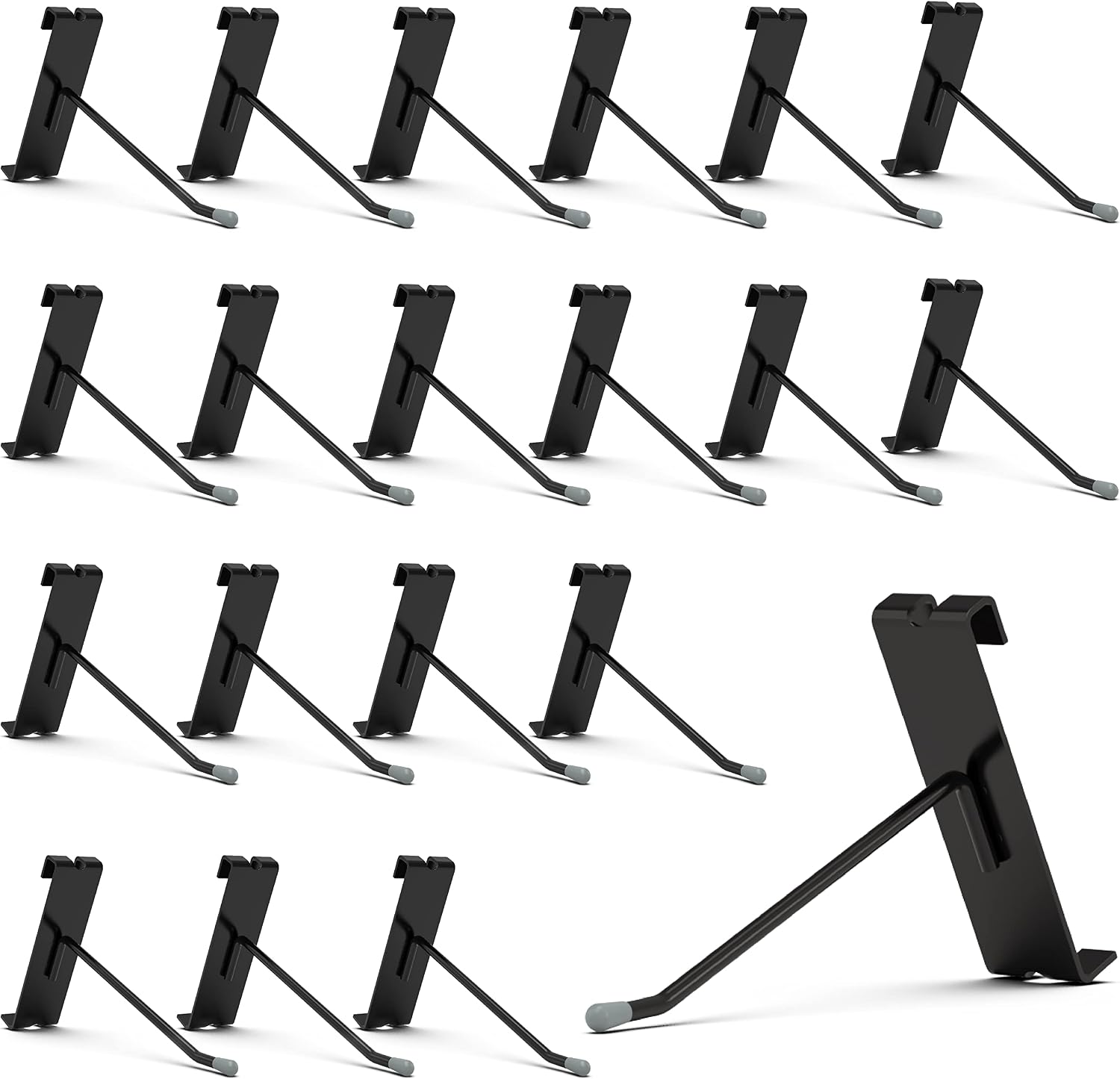 50 Pack 4 Inch Black Gridwall Hooks Metal Display Hangers | Fits 3 x 3 Inch Wire Grid Panels, 20 lb Capacity Hooks