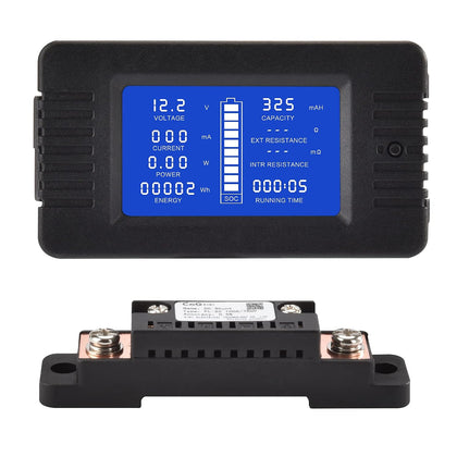 DC Multifunction Battery Monitor Meter with Shunt,0-200V,0-100A, LCD Display Digital Current Multimeter Voltmeter