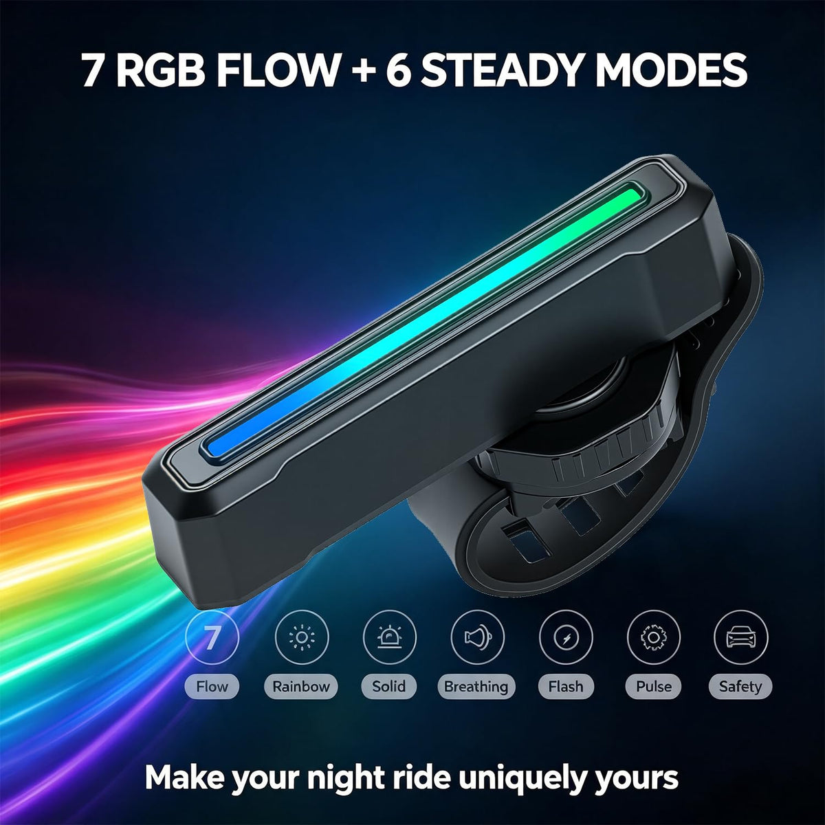 Smart Bike Tail Light USB-C, RGB Flow + Brake Sensor