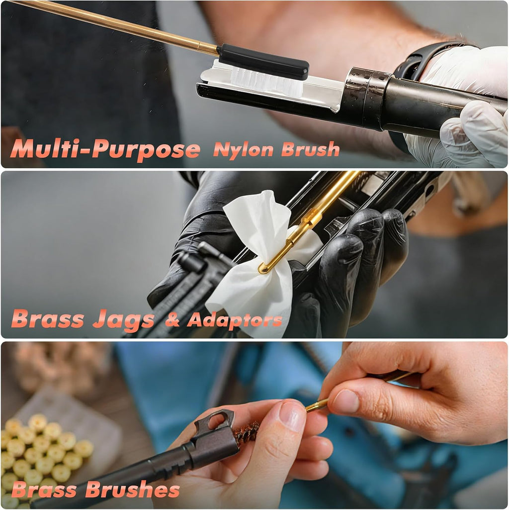 Gun Cleaning Kit 9mm,.22,.357,.38,.45 with Gun Oil 1 oz. & CLP Cleaner Lubricant 2 oz. Handgun Shotgun Rifle and