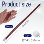20 Sets JST PH 2.0 Connector 2 Pin Male & Female Plug Kit with 10cm 22AWG Silicone Wire Cable, 2.0mm Pitch Micro Connectors Wire Socket for RC Battery, PCB, LED Light Strips, 3D Printer